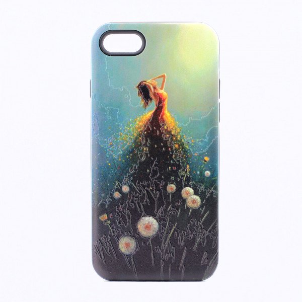 Wholesale iPhone 7 Plus Design Hybrid Case (Flower Girl)